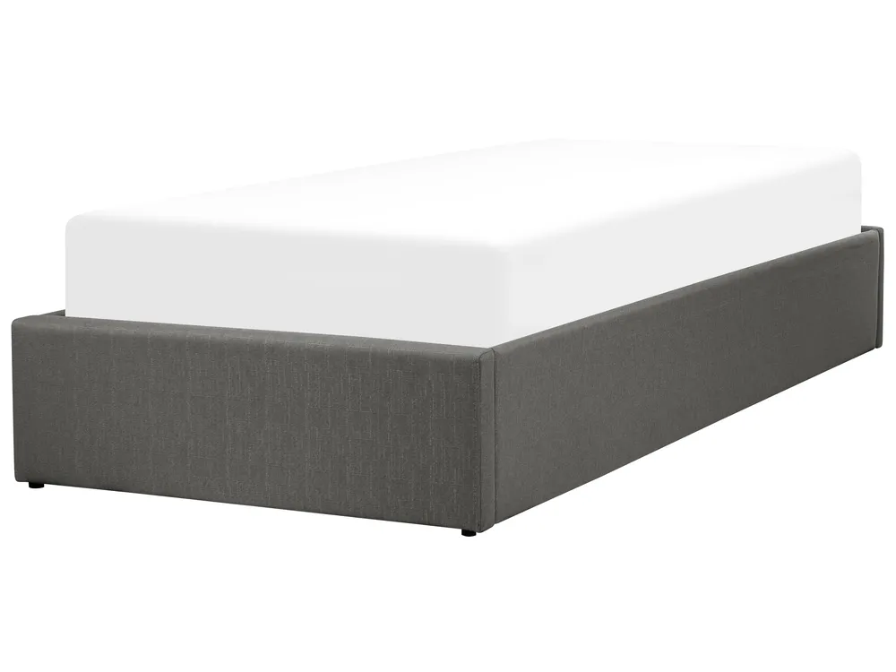Bett mit Stauraum ohne Kopfteil DINAN Stoff Dunkelgrau 90 x 200 cm_721366