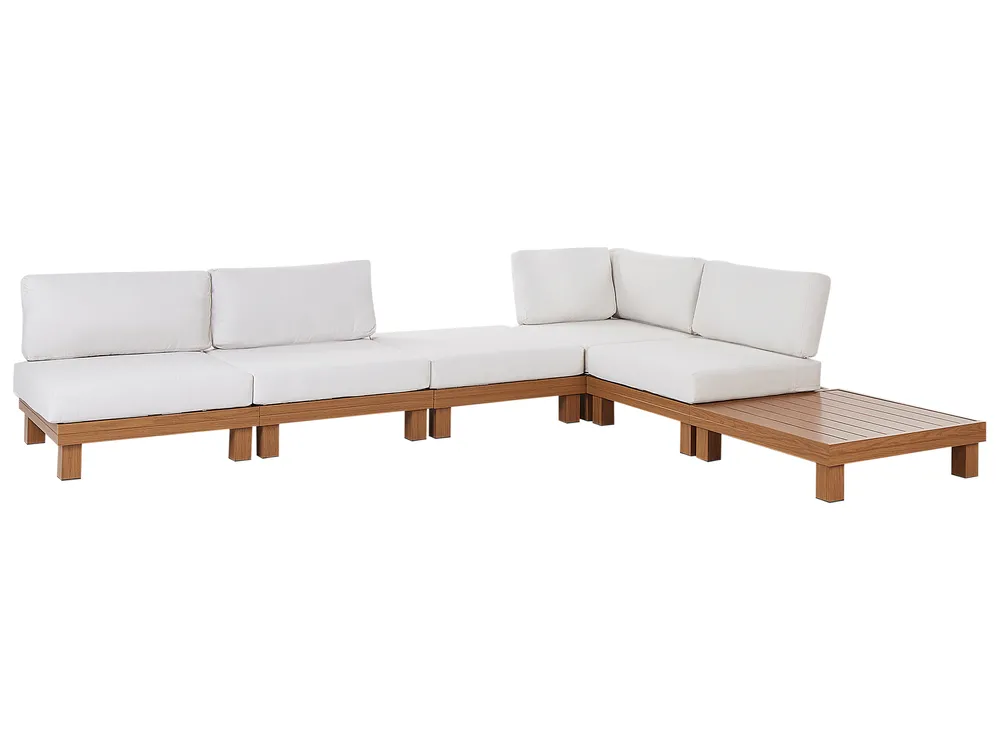 Garten Ecksofa mit Tisch 5-Sitzer SANZA modular Metall Weiß linksseitig_932436