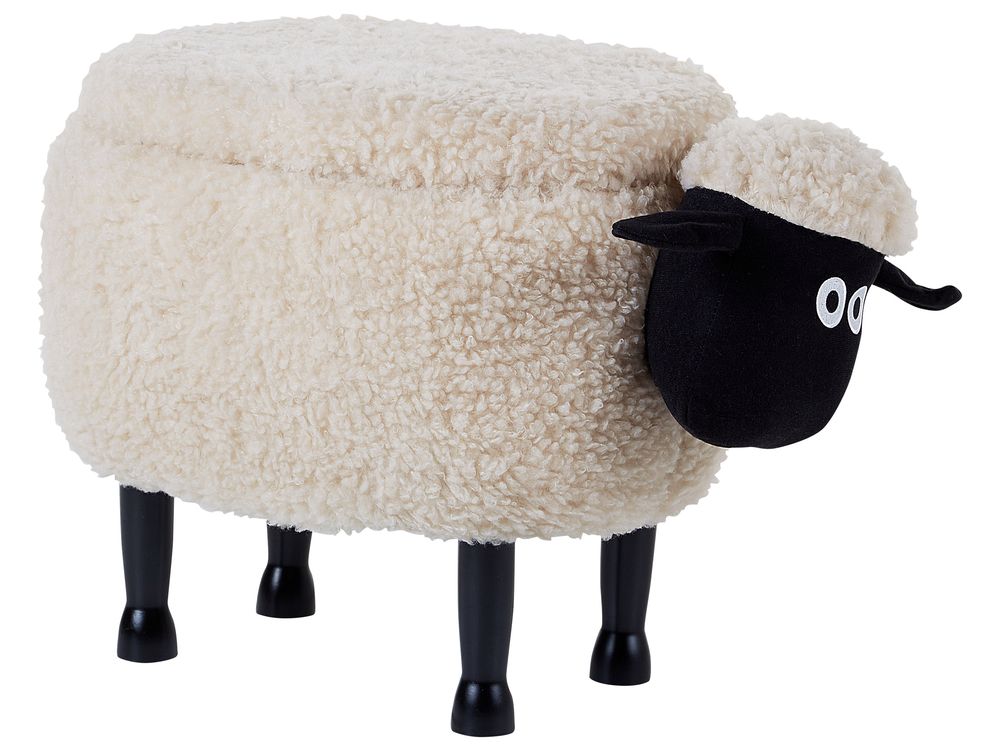 Storage Animal Stool SHEEP Sheep Fabric Light Beige