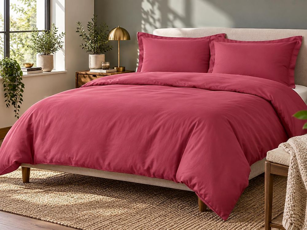 Posteljni set PARKROSE 150 x 200 cm Pamučni saten Burgundija