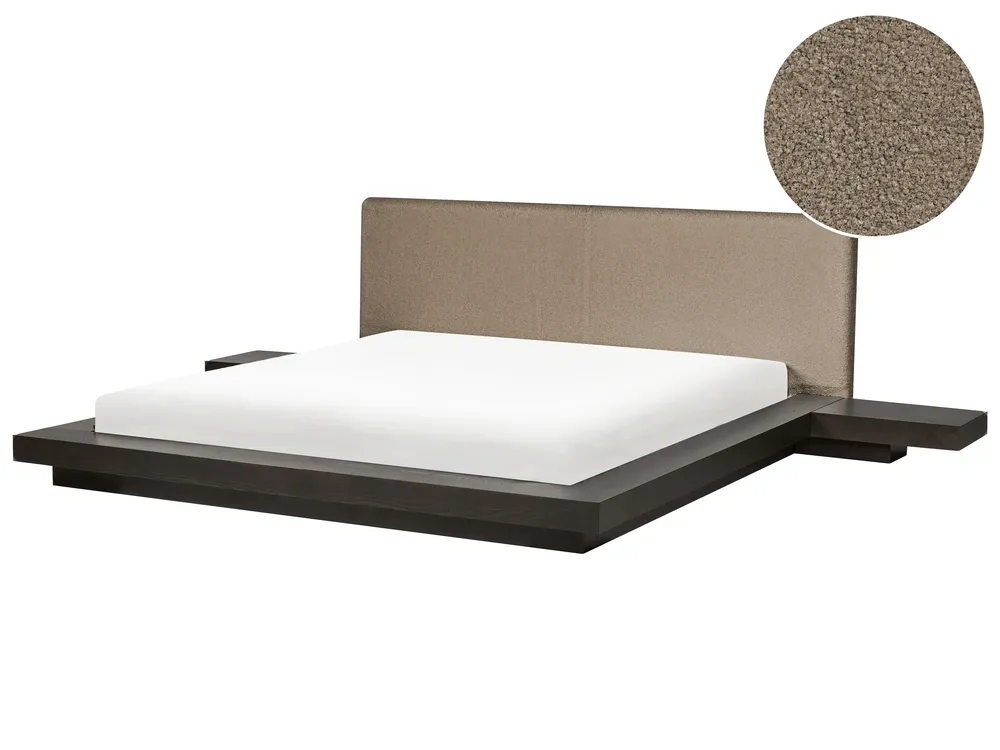 Bett mit Lattenrost Bouclé ZEN 180 x 200 cm Dunkle Esche