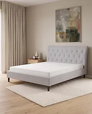 Bett mit Lattenrost Stoff SAVERNE 160 x 200 cm Hellgrau_1182307