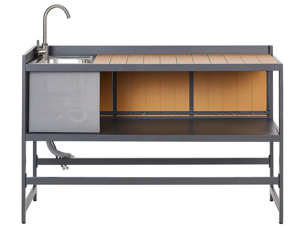 Outdoor Kitchen Set with Sink ORTISEI Light Brown Metal_934855