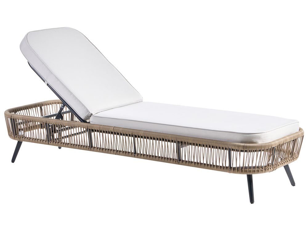 Sonnenliege mit Kissen ZERI Polyrattan Hellbeige