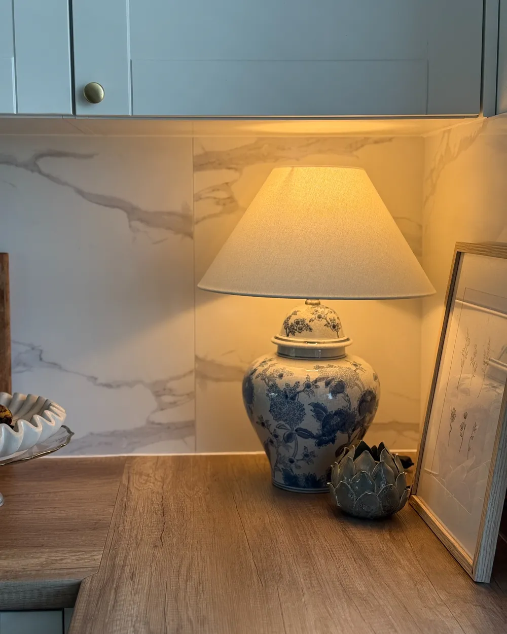 Tischlampe SORRAIA Porzellan Weiß / Blau_1018273