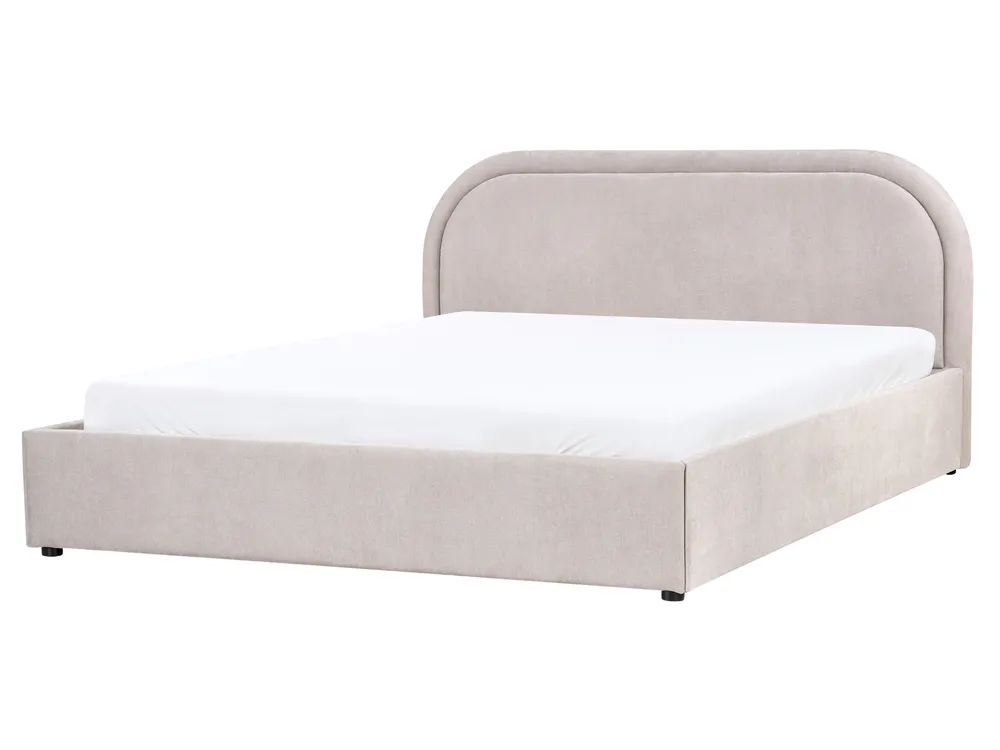 Bett mit Stauraum QUILLIEN Chenillegewebe Taupe 160 x 200 cm_989557