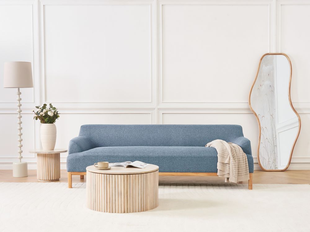 Bank 3-zits SOSJO Stof Blauw