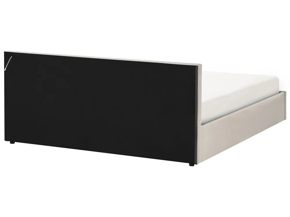 Bett mit Stauraum und LED-Beleuchtung ARMELLE Stoff Beige 180 x 200 cm_994523