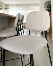 Set mit 2 Barstühlen DUETTE Kunstleinen Taupe_1022429