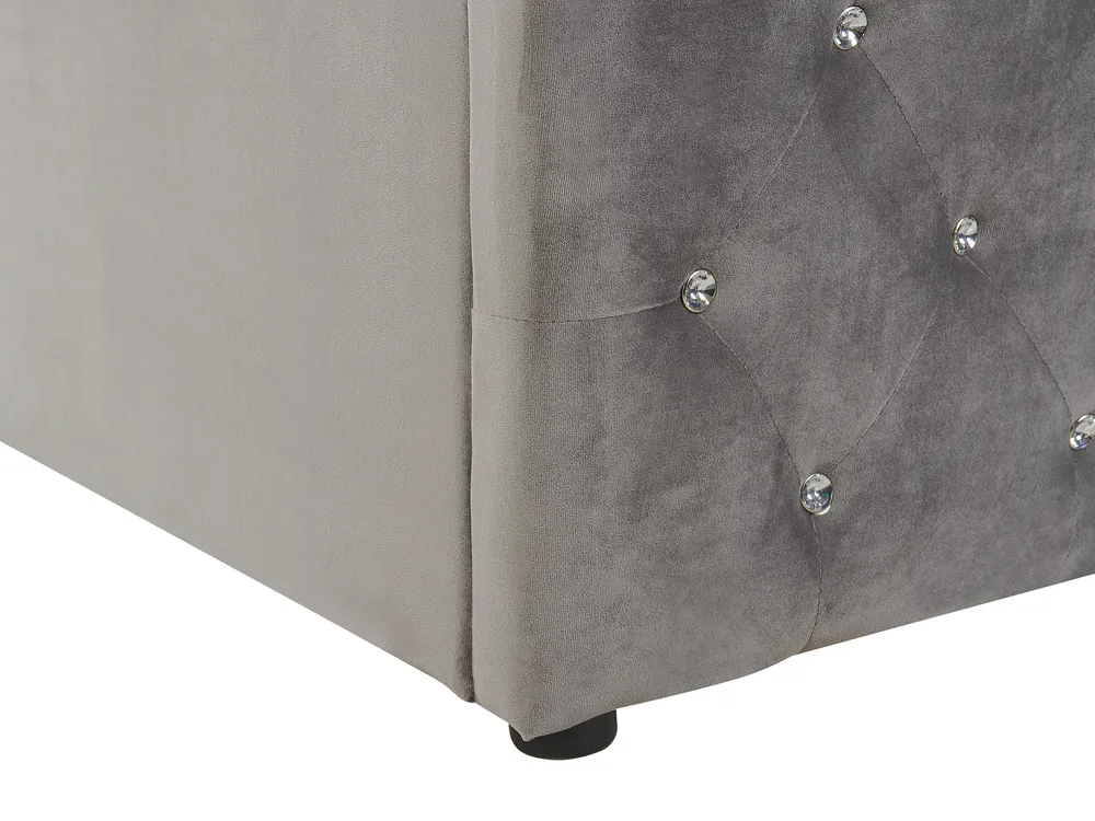 Bett mit Stauraum AMIENS Samtstoff Grau 160 x 200 cm_791259