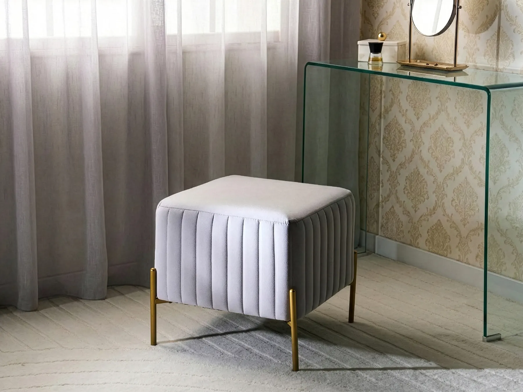 Footstool UTAH Velvet Grey_1046971