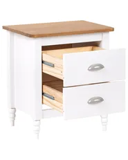 2 Drawer Bedside Table SHILLINGTON Pine Wood Brown/ White_966312