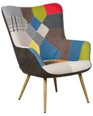 Wingback Chair VEJLE with Footstool Fabric Multicolour_774023