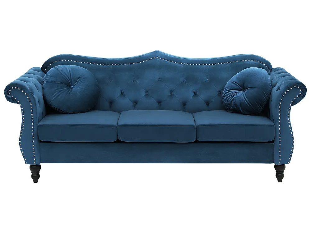 Sofa 3-Sitzer SKIEN Samtstoff Marineblau_1161534