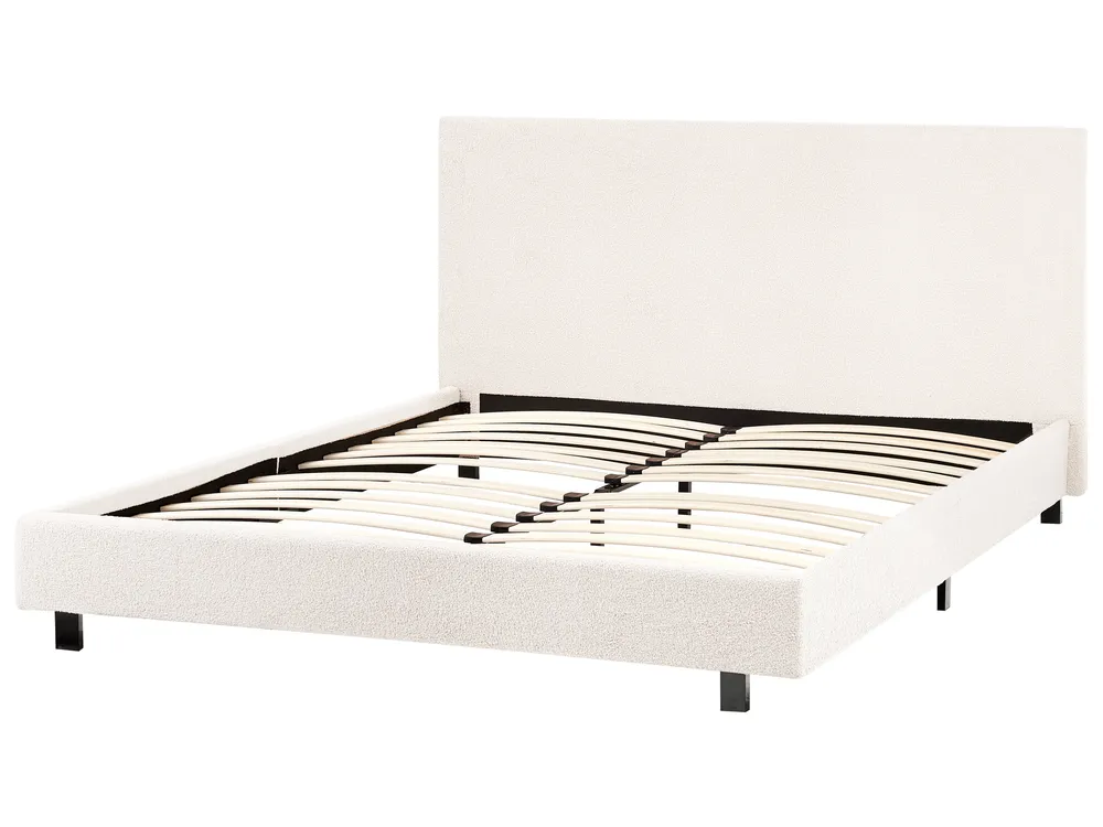 Bed Bouclé ALBI 140 x 200 cm Gebroken wit_981889