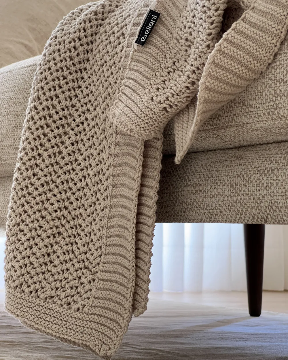 Tagesdecke ILEN Baumwolle 150 x 200 cm Hellbeige_940007