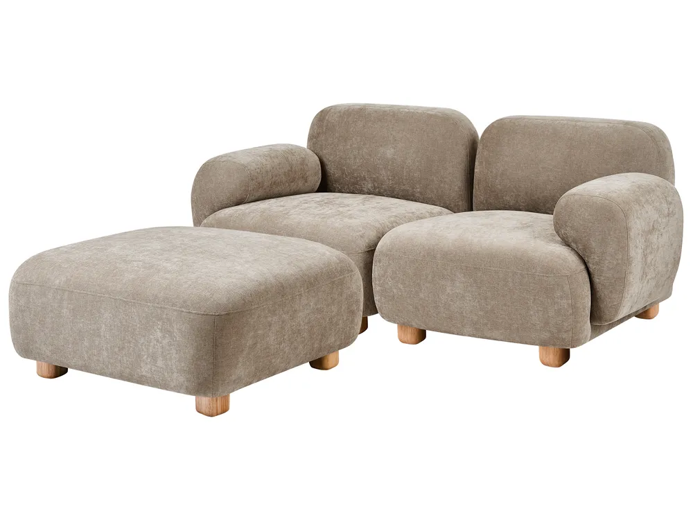 Modulsofa 2-Sitzer AMLI mit Ottomane Stoff Beige_1070301