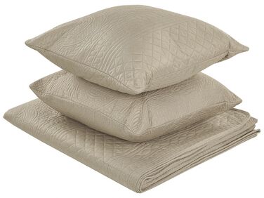 Tagesdecke mit Kissen SHUSH 160 x 220 cm Taupe