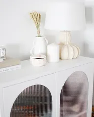 Glass Display Sideboard SARRE 90 cm Metal White_895735