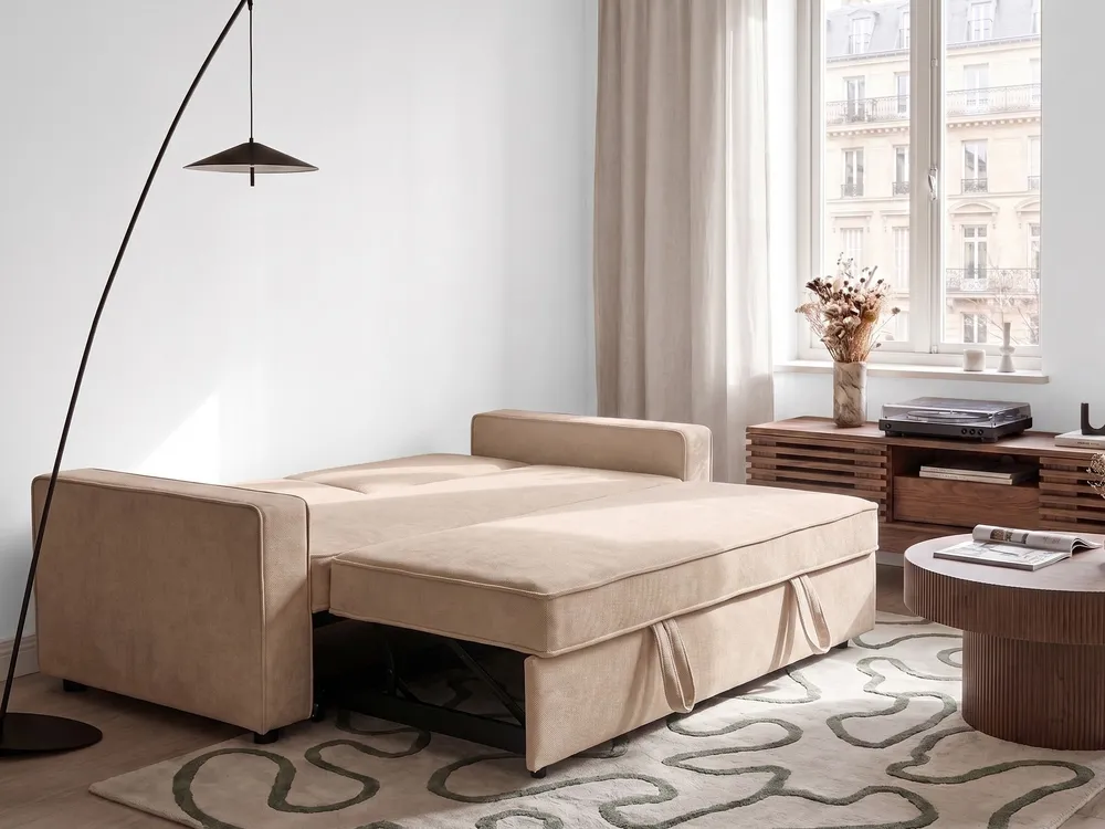 Schlafsofa 2-Sitzer UTTELA Stoff Hellbraun_1079446