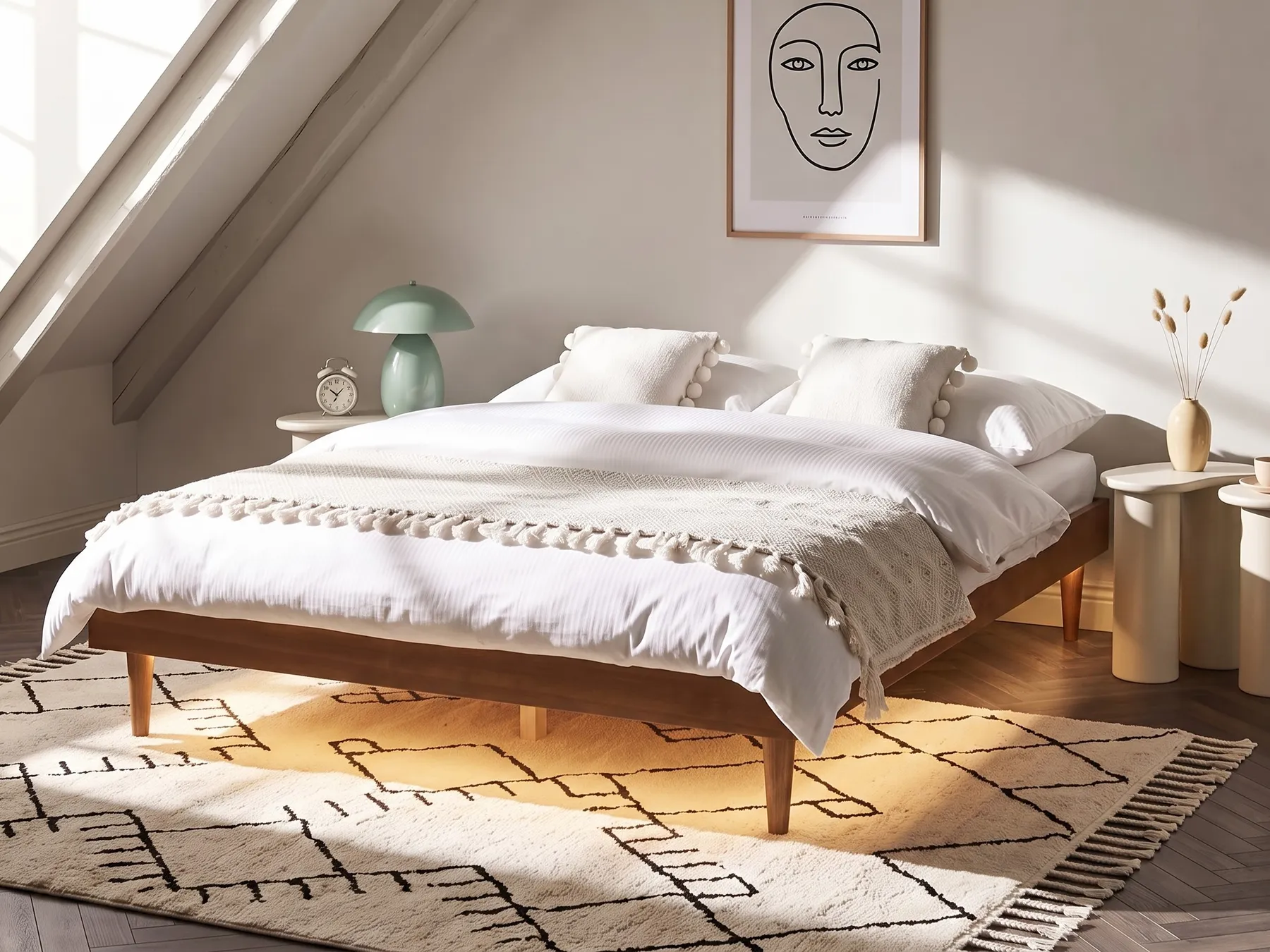 Bett mit LED TOUCY 160 x 200 cm Braune Esche_909701