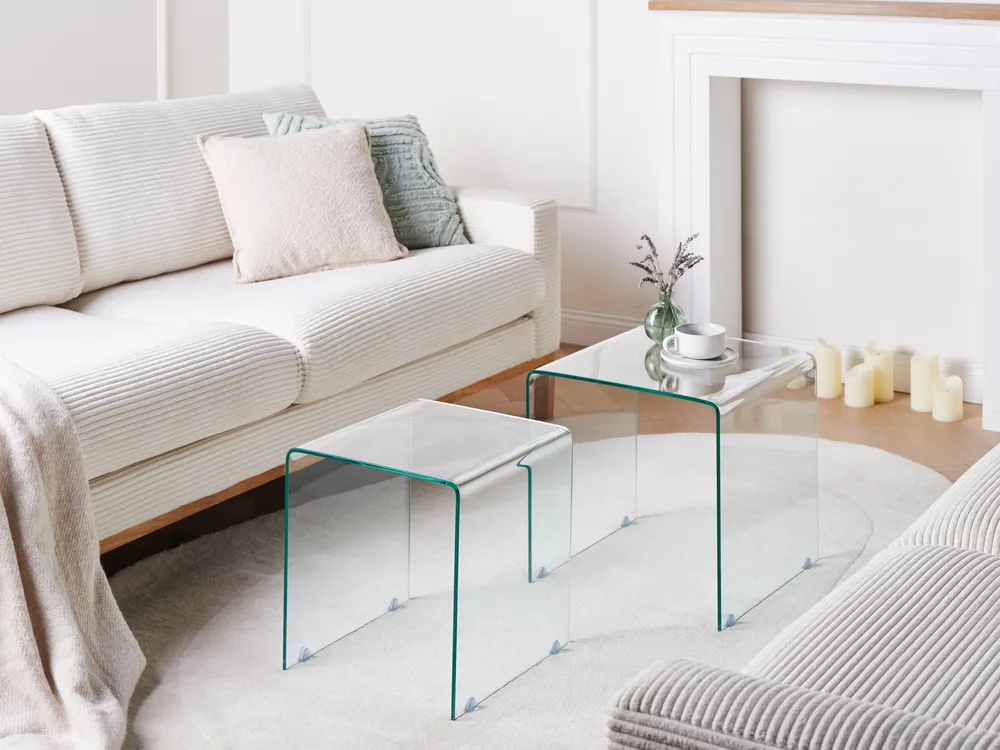 Beistelltisch 2er Set KENDALL Sicherheitsglas Transparent