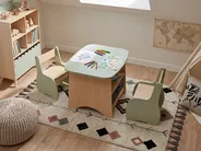 Kindertisch mit Stühlen LUCAS Hellbraun / Grün_1088042