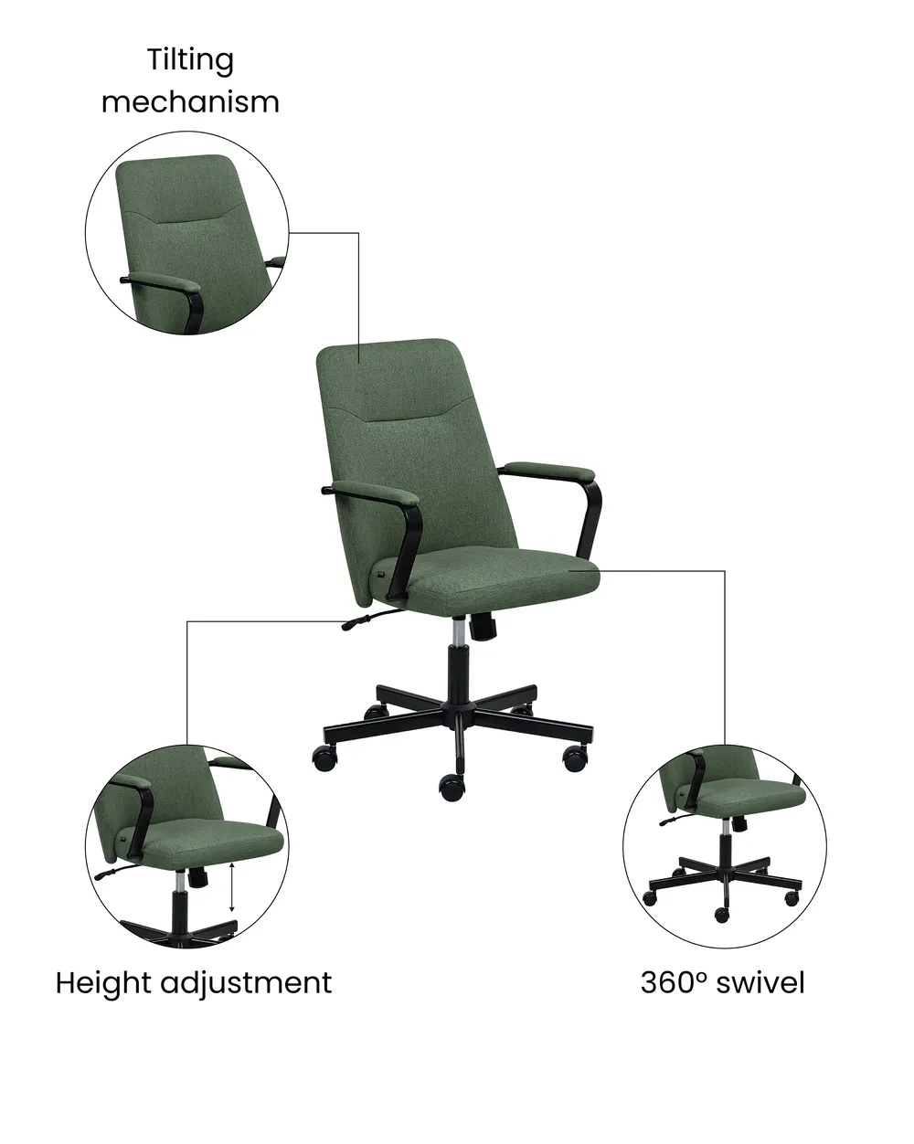 Office Chair CAROGA Fabric Dark Green_1059673