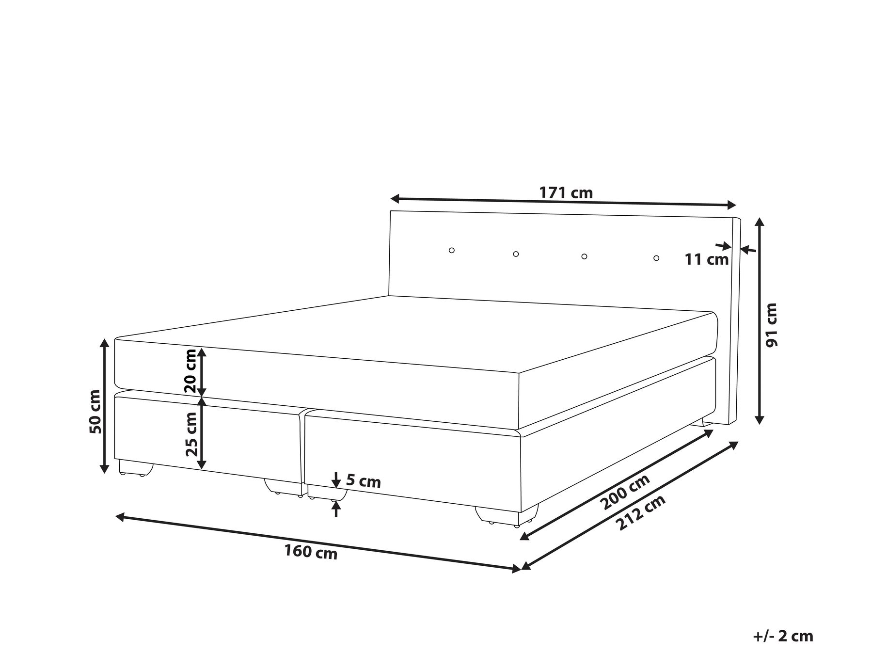 Boxspringbett Samtstoff CONSUL 160 x 200 cm Hellbeige_734674