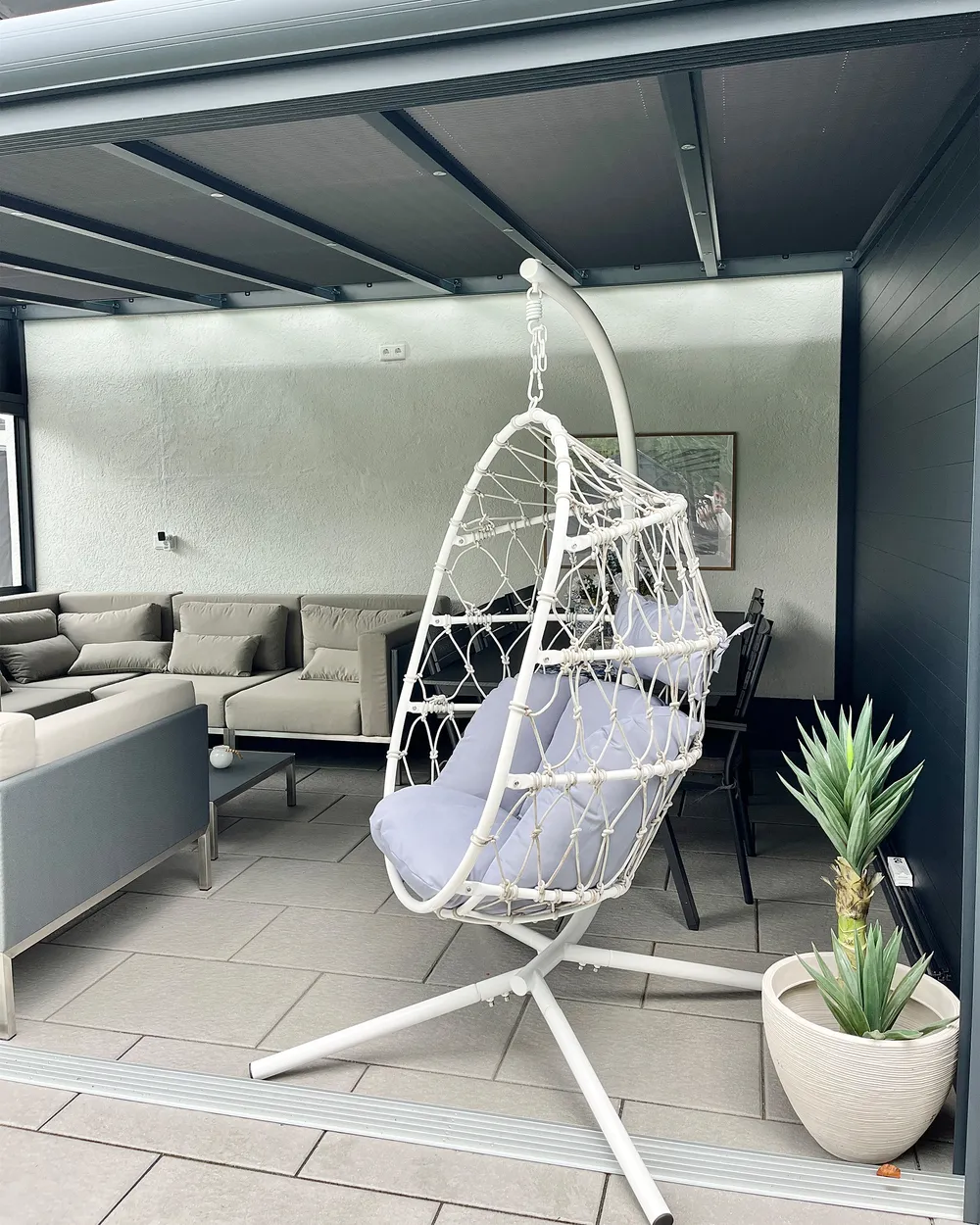 Hanging Chair with Stand ADRIA Metal White_946395