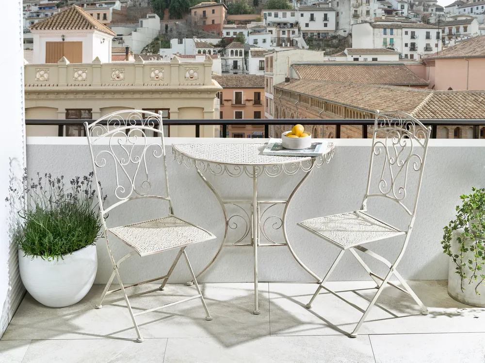 Outdoor Bistrotisch JUINA 80 cm 36 cm Metall Hellbeige