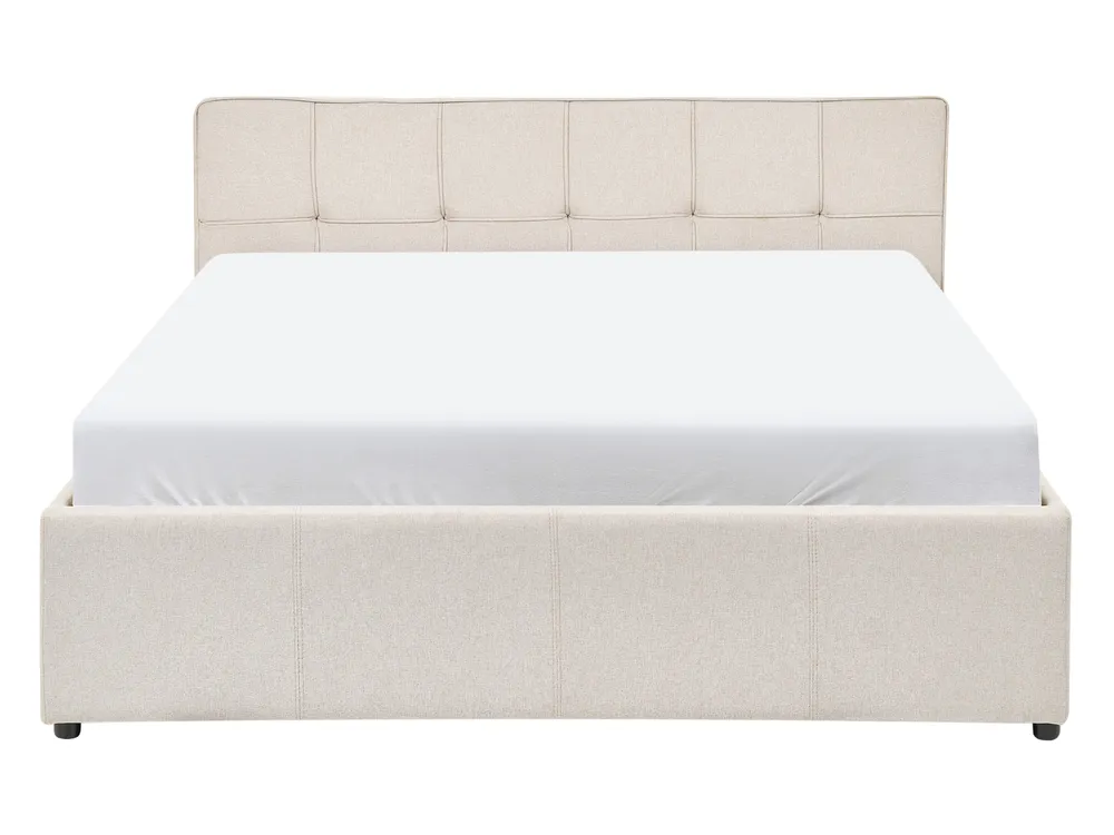 Ottoman Bed LAURESSES Fabric Light Beige 140 x 200 cm (EU Double)_1153487