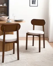 Esszimmerstuhl 2er Set PAULINA Holz Braun / Hellbeige_1070688