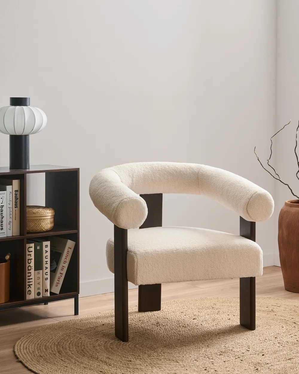 Sofa Set ILBRO Bouclé Cremeweiß / Dunkelbraun_1129598