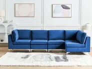 Modular Corner Sofa 5 Seater EVJA Velvet Navy Blue Left Hand_859888