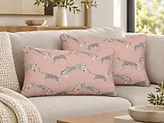 Dekokissen 2er Set ARALES 30 x 50 cm Baumwolle Pastellrosa Tiermuster_1184957