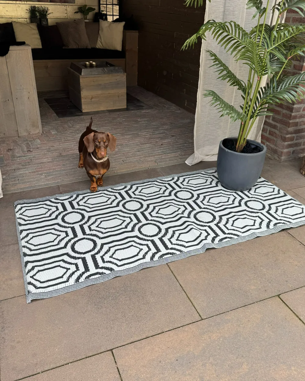Outdoor Rug BIDAR Black 90 x 180 cm Reversible_982295