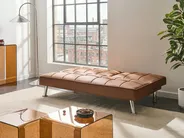 Sofa Bed 3 Seater ROXEN Faux Leather Golden Brown_1044115