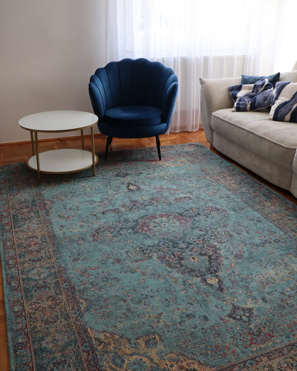 Teppich KANSU Blau 160 x 230 cm Baumwolle_921403