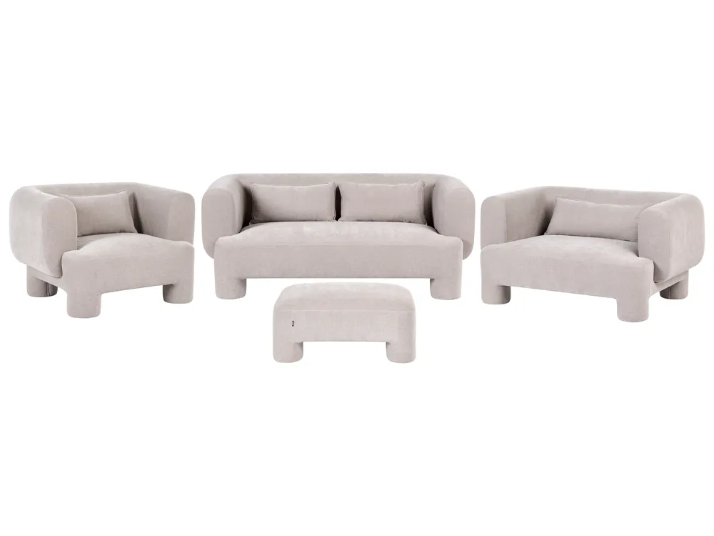Sofa Set 6-Sitzer HOGBO mit Ottomane Stoff Beige