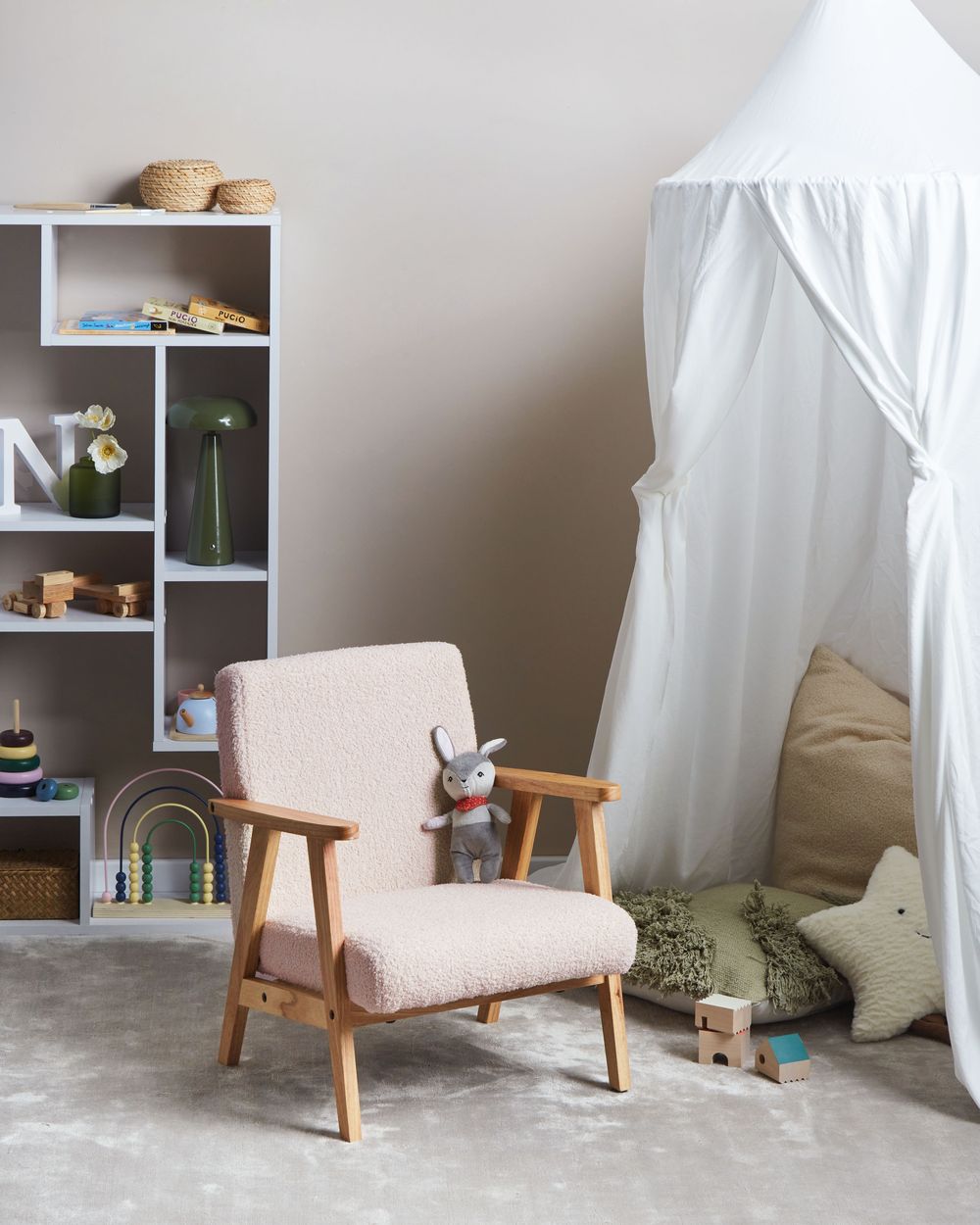 Fauteuil pour enfants LINDE Bouclé Rose pastel