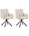 Esszimmerstuhl 2er Set drehbar SARDOAL Stoff Hellbeige