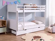 Bunk Bed with Drawers ALBON Pine Wood White 90 x 200 cm (EU Single)_1075392