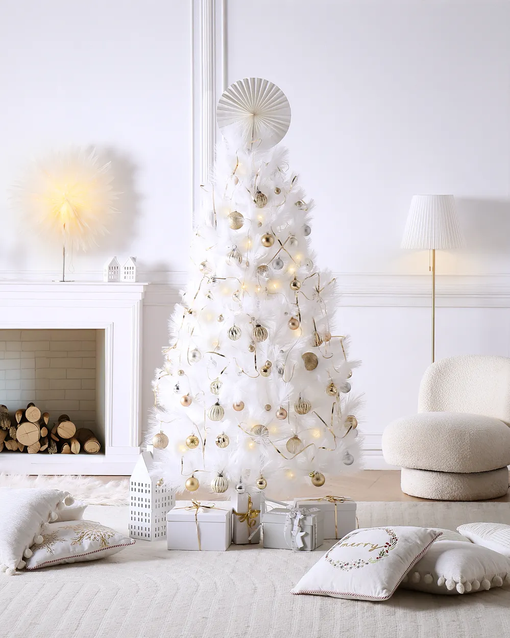 Albero Di Natale Rosa Da Tavolo 60 Cm – Mini Abete Innevato PVC Con Base – Decorazione Casa - 5