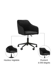 Chaise de bureau VENICE Velours Noir_1071540