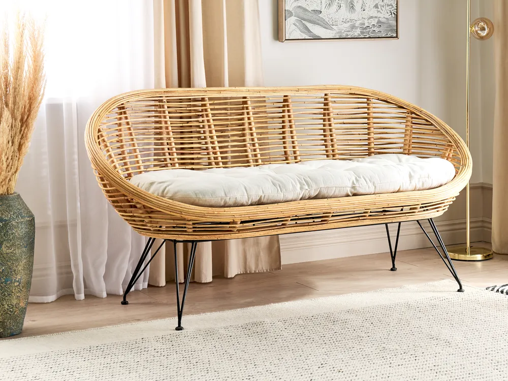 Gartensofa 2-Sitzer MARATEA Rattan Naturfarben_878405