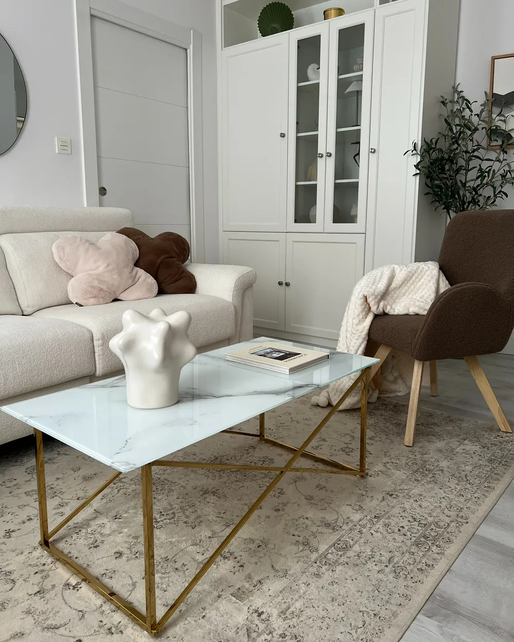 Dekokissen 2er Set ACHILLEA 54 x 54 cm Webpelz Beige Ohne Muster_982587