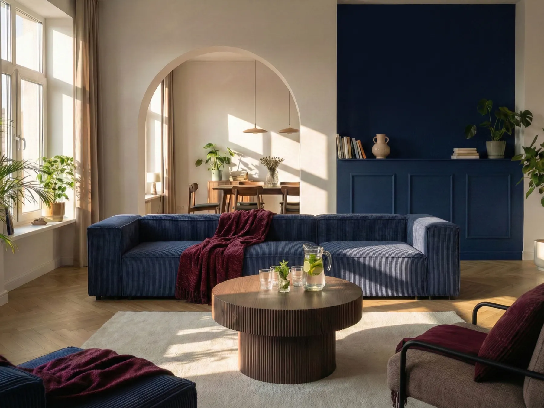 Modular Sofa 3 Seater ARDAL Corduroy Dark Blue_1048735