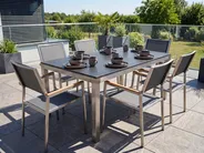 Gartenmöbel Set 6-Sitzer GROSSETO Granit poliert Grau / Schwarz_431600