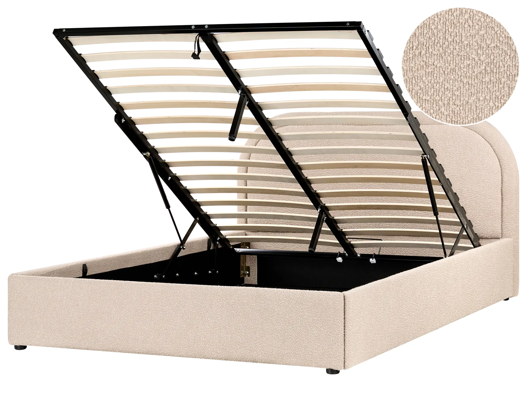 Ottoman Bed QUILLIEN Boucle Beige 140 x 200 cm (EU Double)_989873